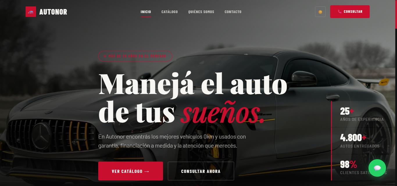Sitio de Autonor, concesionaria automotriz, diseñado por Stratek